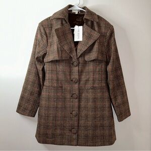 Divine Heritage Plaid Belted Trench Coat Small NEW